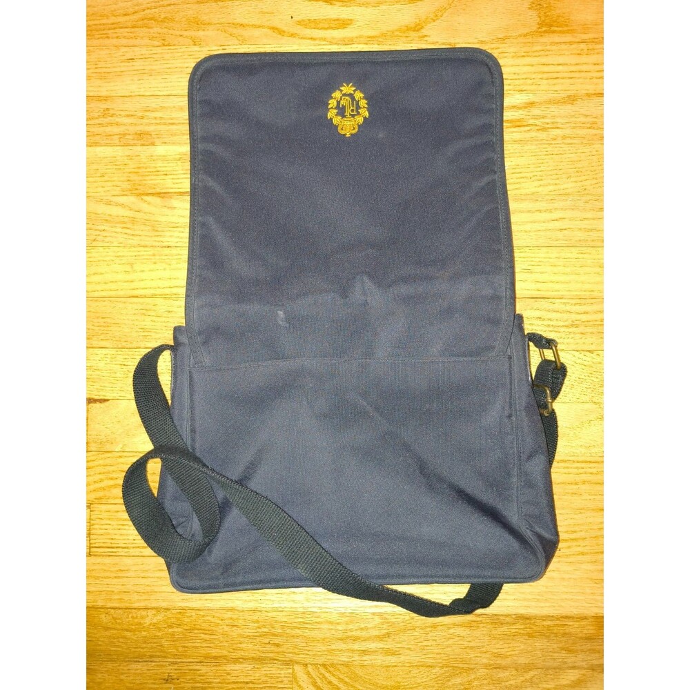 Ralph Lauren Navy Crossbody Messenger Bag with Gold Crest